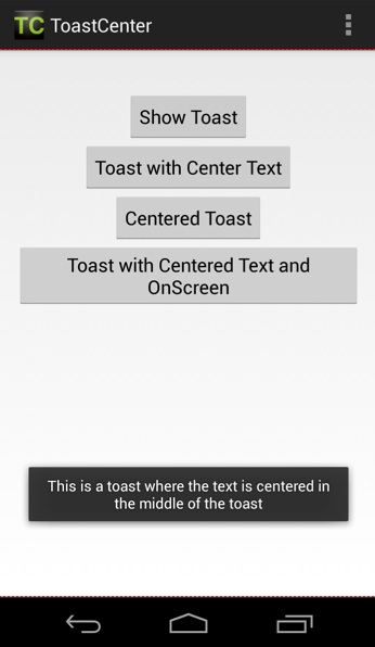 toast center text